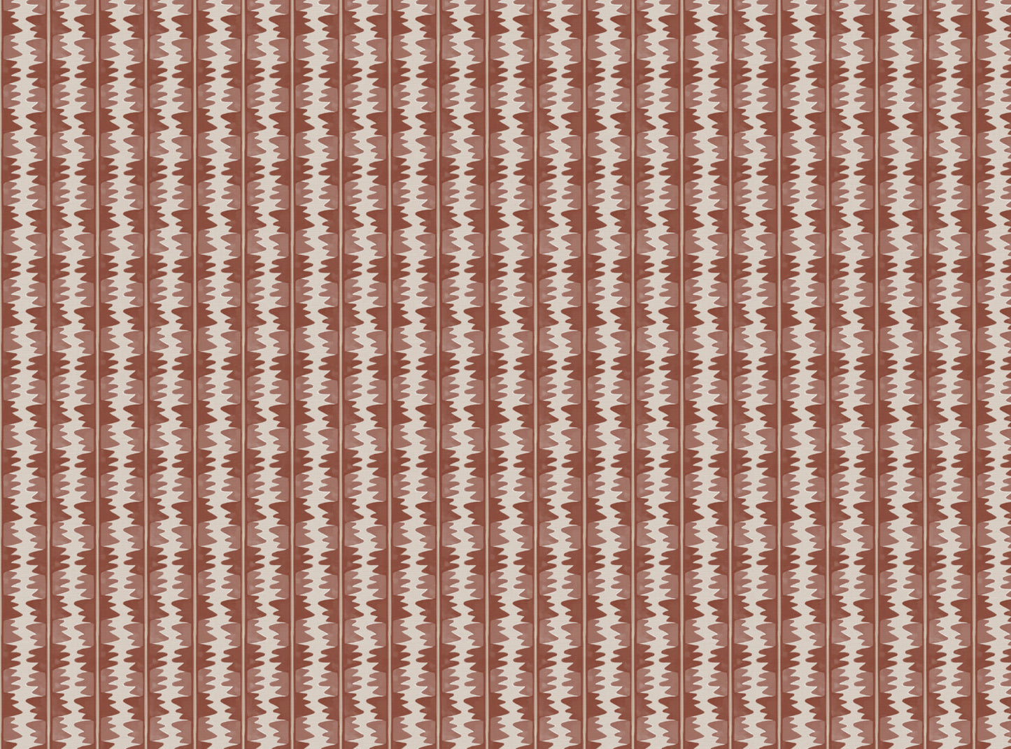 Jigzag linen union fabric in Terracotta