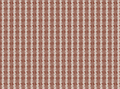 Jigzag linen union fabric in Terracotta