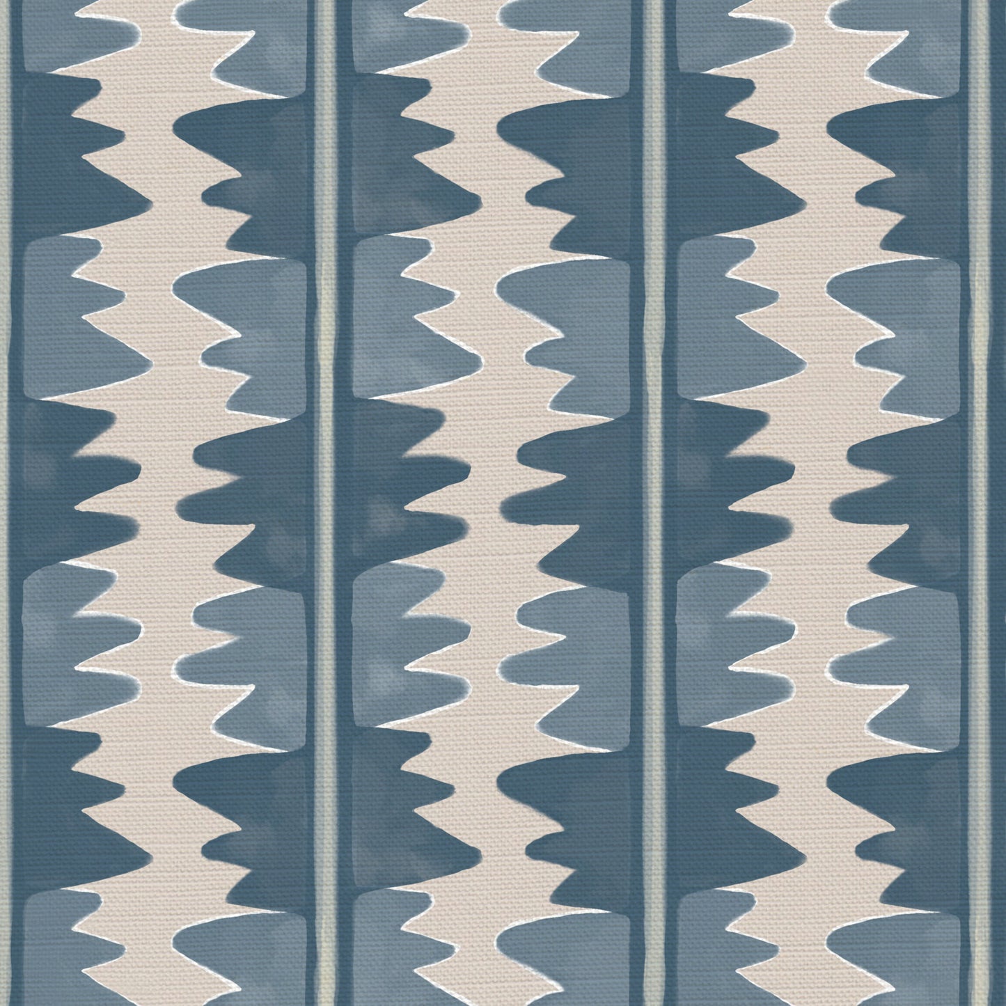 Jigzag linen union fabric in Blue