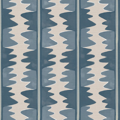 Jigzag linen union fabric in Blue