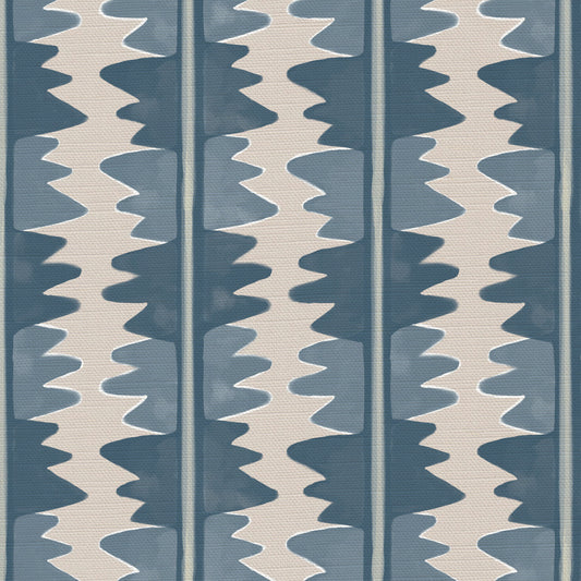 Jigzag linen union fabric in Blue