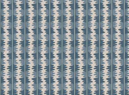 Jigzag linen union fabric in Blue