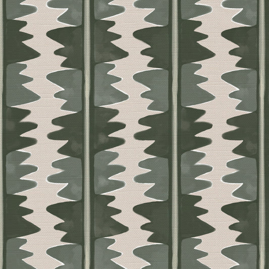 Jigzag linen union fabric in Green