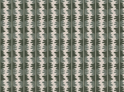 Jigzag linen union fabric in Green