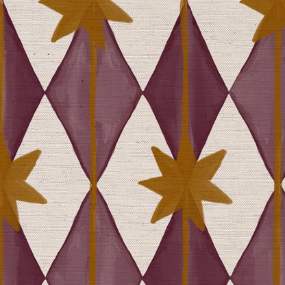 Starfall printed cotton, linen union fabric in Blackcurrant