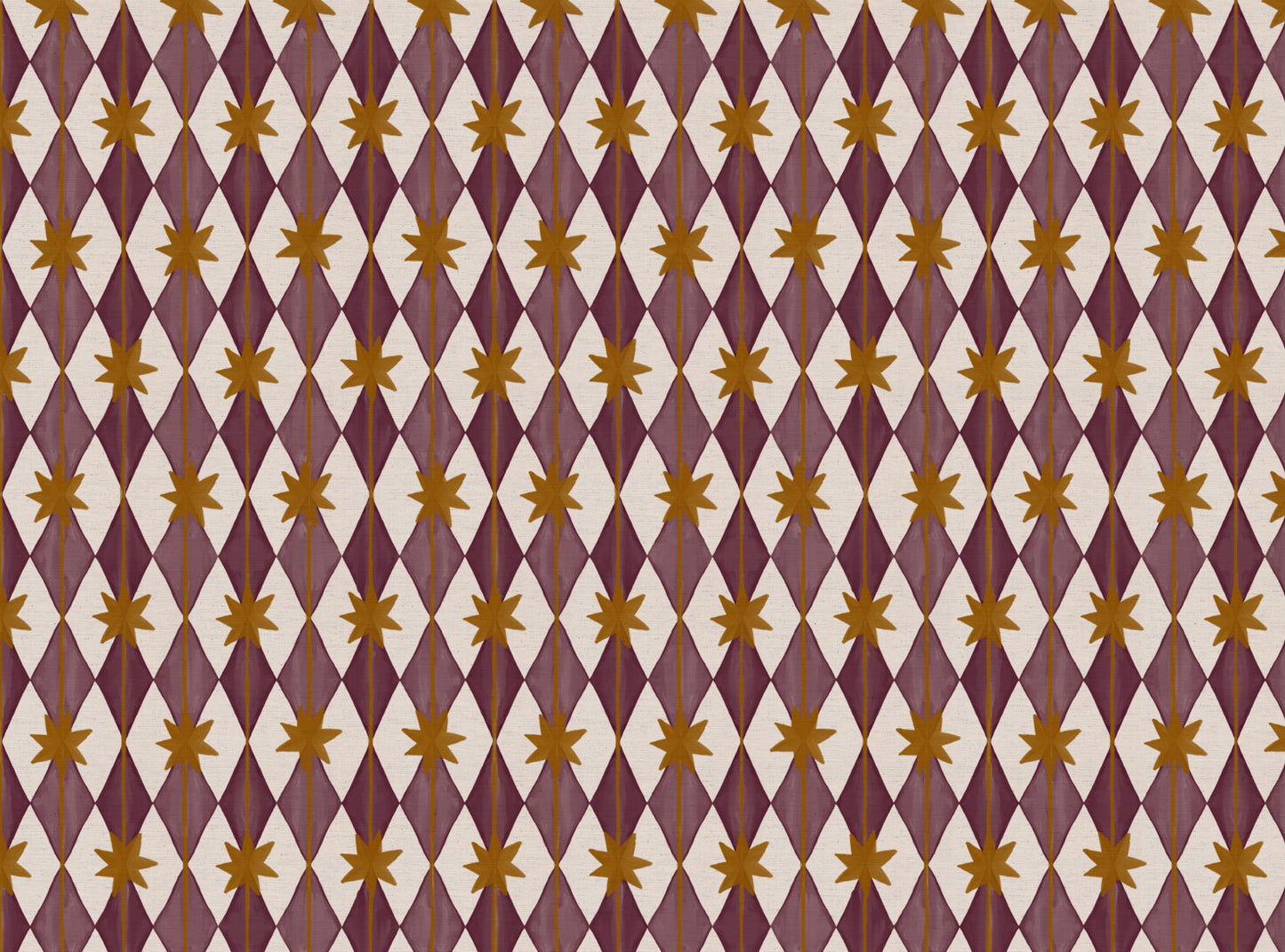 Starfall printed cotton, linen union fabric in Blackcurrant