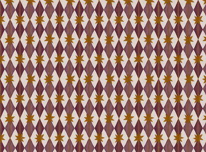 Starfall printed cotton, linen union fabric in Blackcurrant