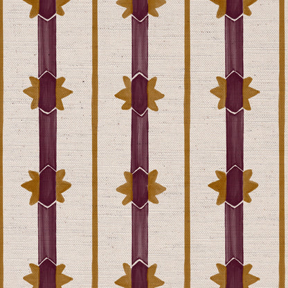 Starfall Stripe printed cotton, linen union fabric in Blackcurrant