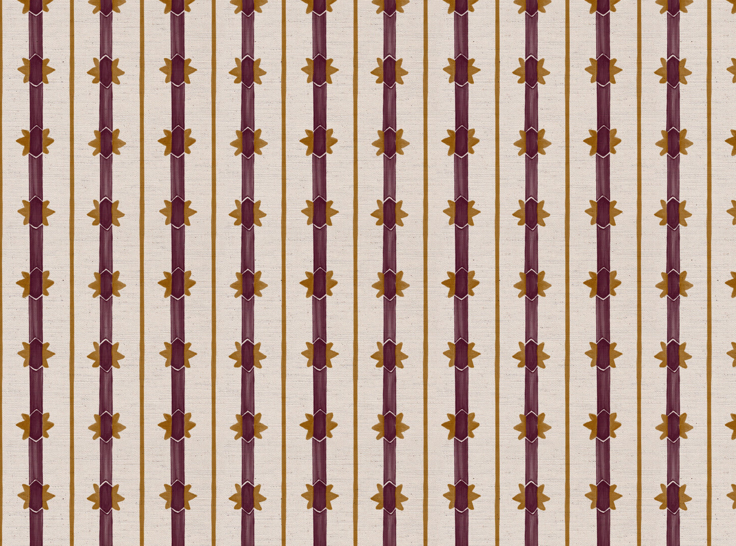 Starfall Stripe printed cotton, linen union fabric in Blackcurrant