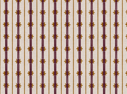 Starfall Stripe printed cotton, linen union fabric in Blackcurrant