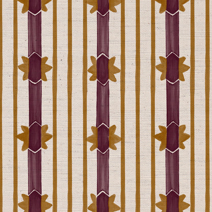 Starfall Stripe printed cotton, linen union fabric in Blackcurrant