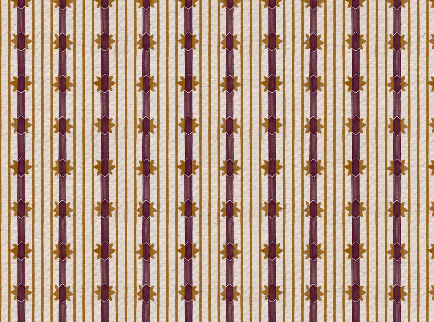 Starfall Stripe printed cotton, linen union fabric in Blackcurrant