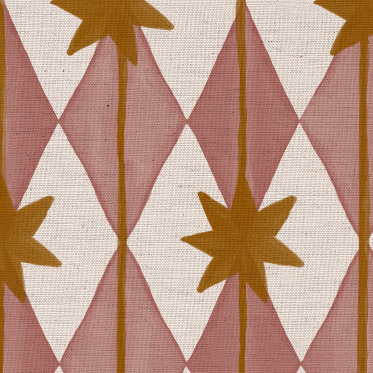 Starfall printed cotton, linen union fabric in Pink