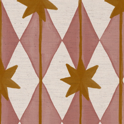 Starfall printed cotton, linen union fabric in Pink