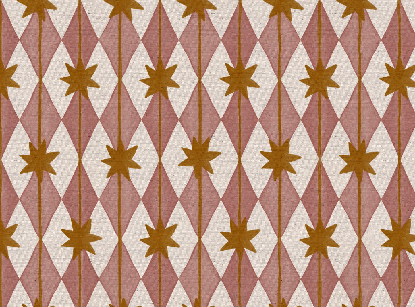 Starfall printed cotton, linen union fabric in Pink