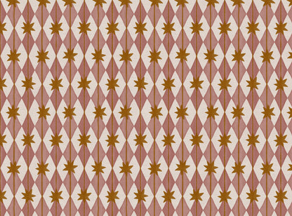 Starfall printed cotton, linen union fabric in Pink