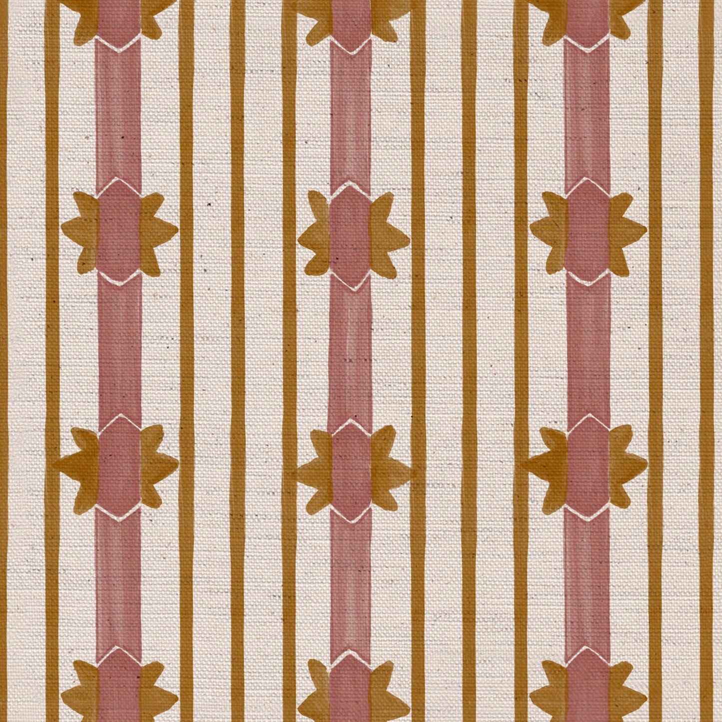 Starfall Stripe printed cotton, linen union fabric in Pink