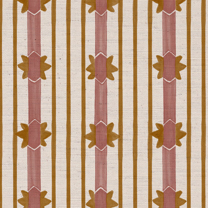 Starfall Stripe printed cotton, linen union fabric in Pink