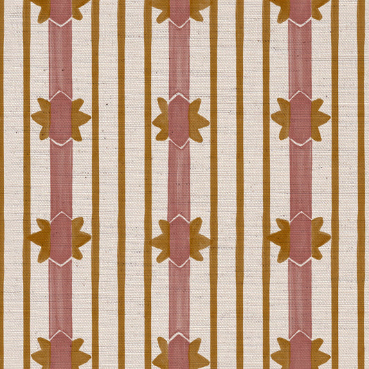 Starfall Stripe printed cotton, linen union fabric in Pink