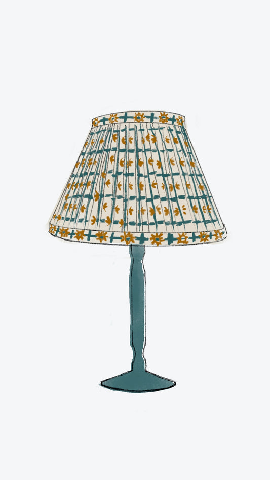 Starfall Check gathered lampshade in Blue