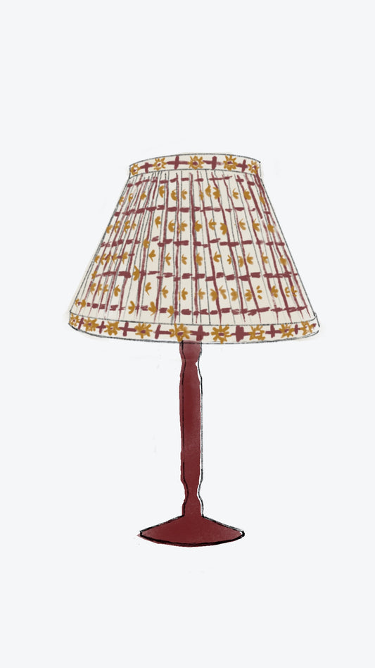 Starfall Check gathered lampshade in Raspberry