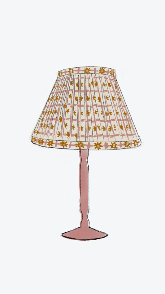 Starfall Check gathered lampshade in Pink
