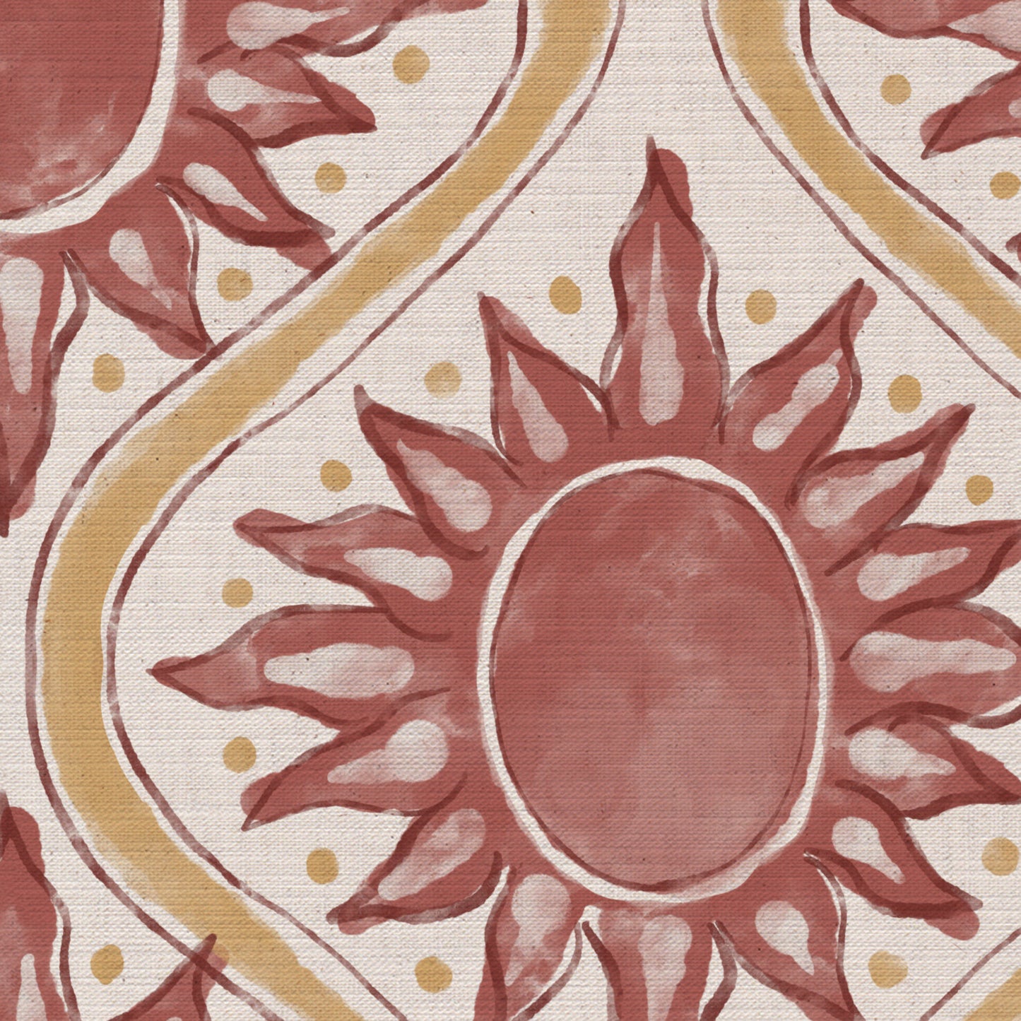 Sunburst linen cotton union in pink and yellow
