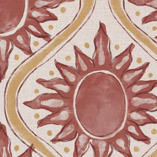 Sunburst linen cotton union in pink and yellow