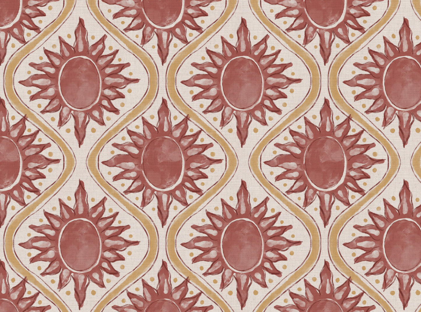 Sunburst linen cotton union in pink and yellow