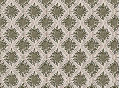 Sunburst linen cotton union in olive green and natural