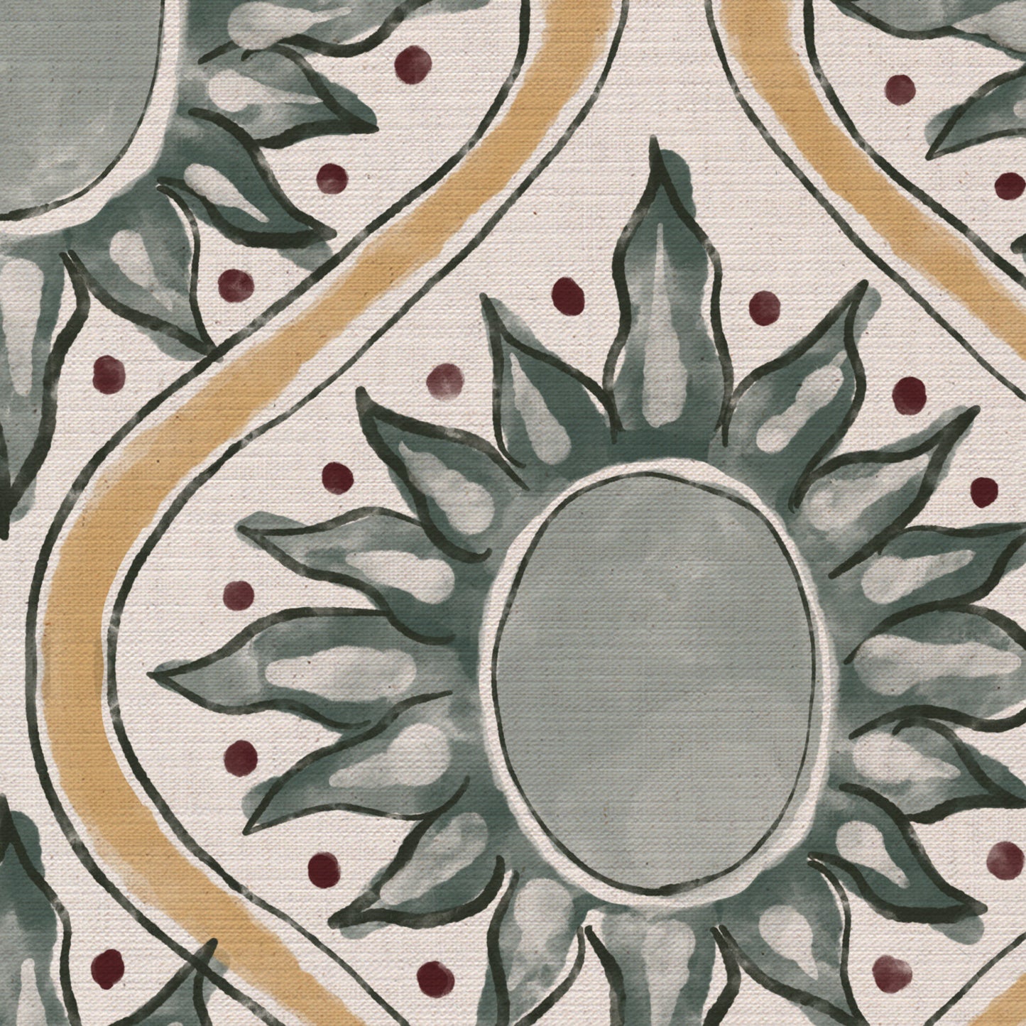Sunburst linen cotton union in sea green and yellow