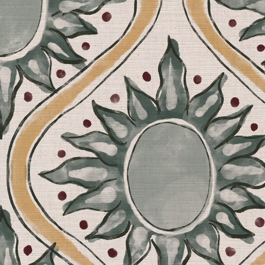 Sunburst linen cotton union in sea green and yellow