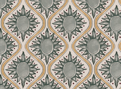 Sunburst linen cotton union in sea green and yellow