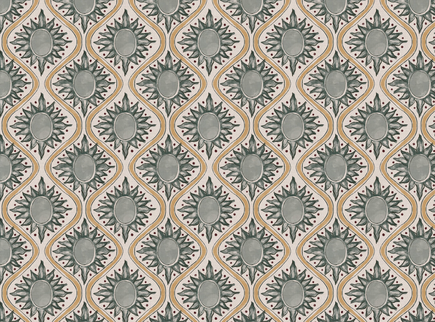 Sunburst linen cotton union in sea green and yellow