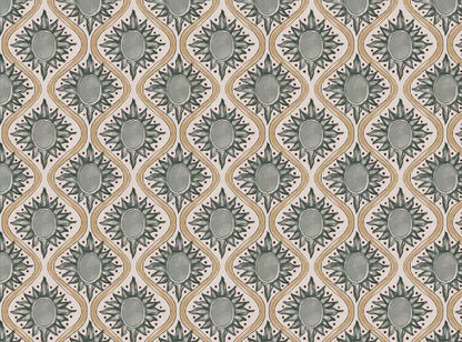 Sunburst linen cotton union in sea green and yellow