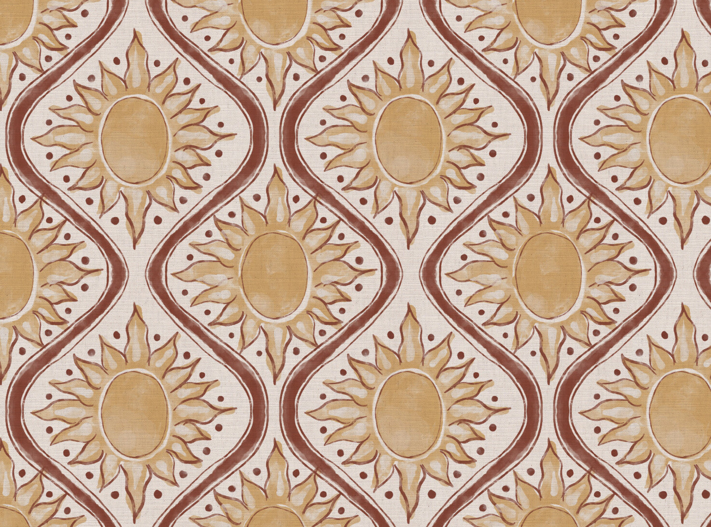 Sunburst linen cotton union fabric in yellow
