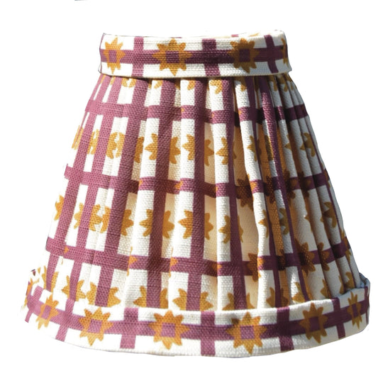 Starfall Check gathered lampshade in Blackcurrant