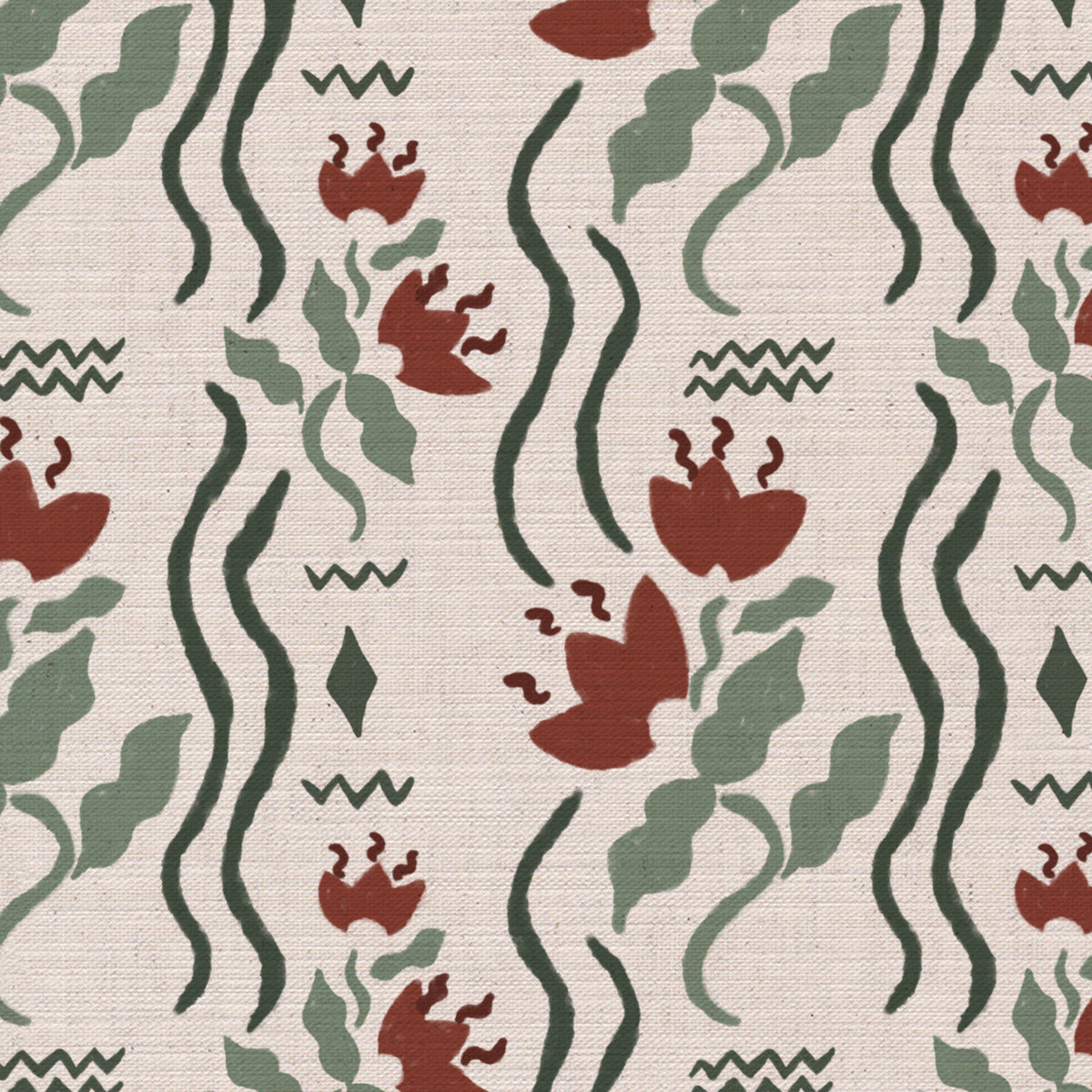 Meadow Jive Fabric in Red