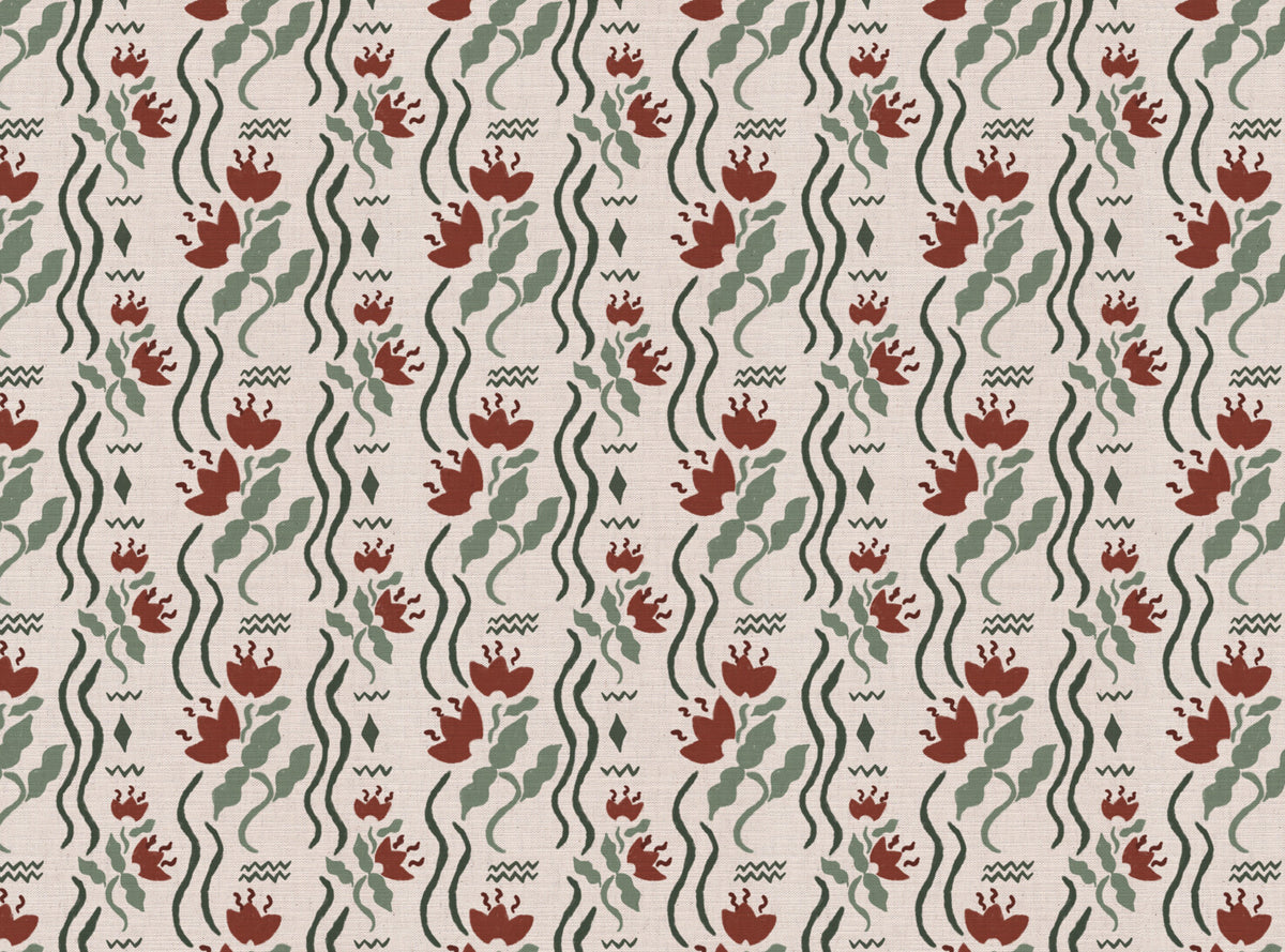 Meadow Jive Fabric in Red