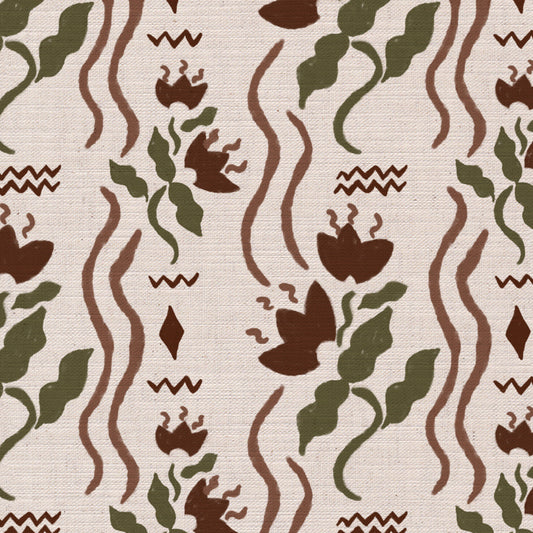 Meadow Jive Fabric in Cocoa