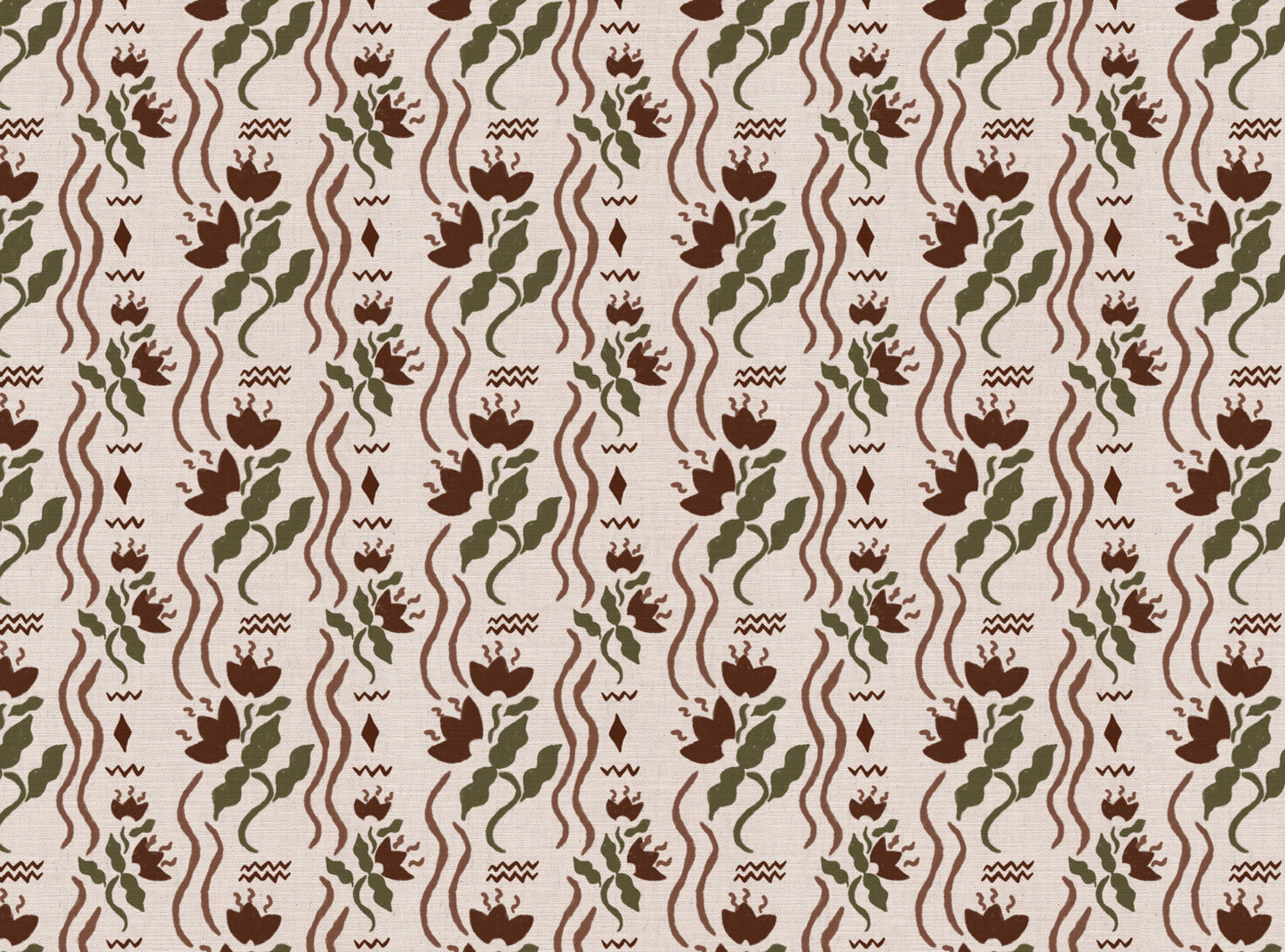 Meadow Jive Fabric in Cocoa