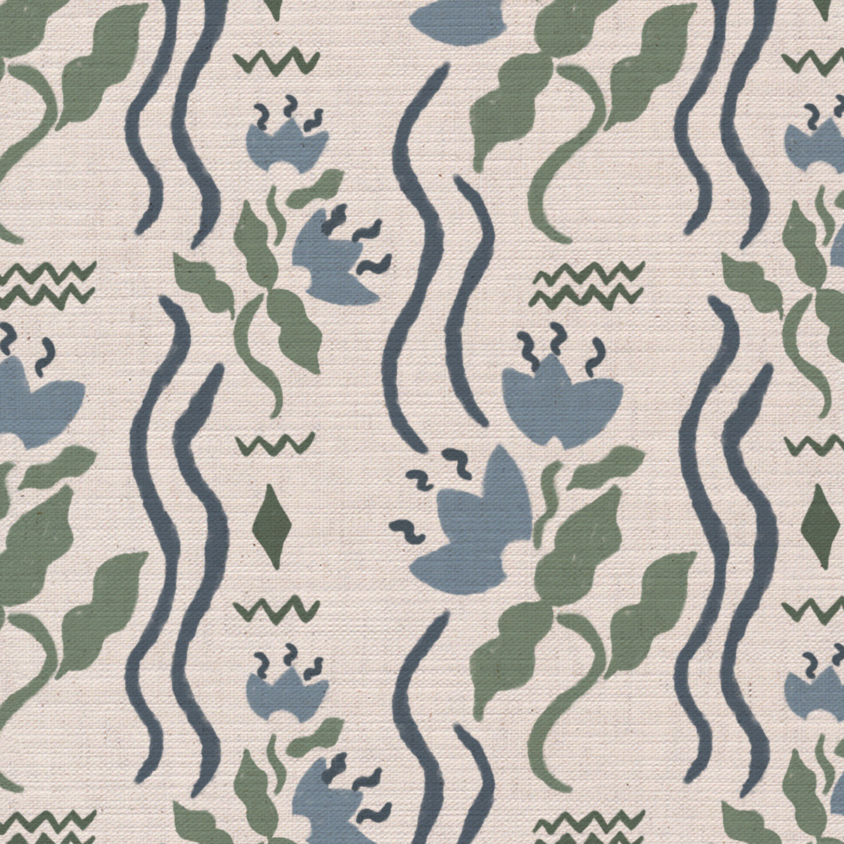 Meadow Jive Fabric in Blue
