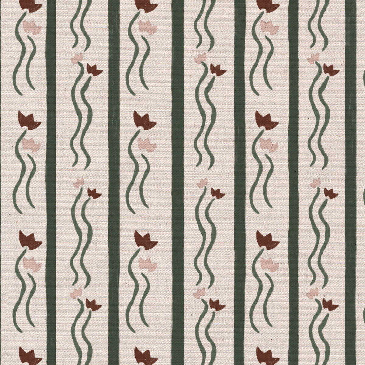 Jive Stripe Fabric in Nutmeg and Green