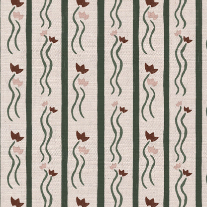 Jive Stripe Fabric in Nutmeg and Green