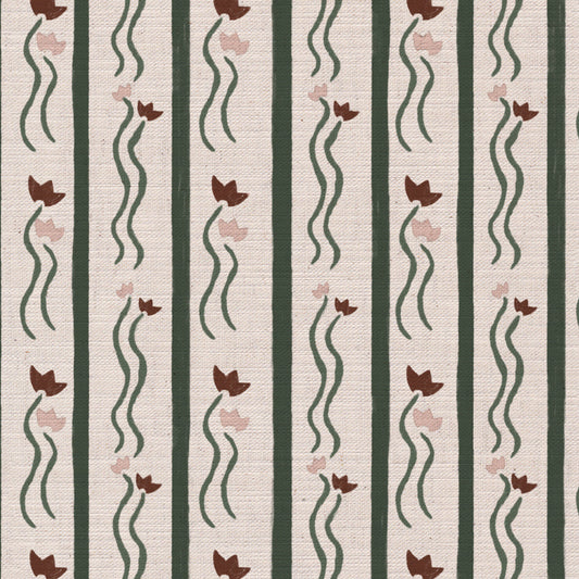 Jive Stripe Fabric in Nutmeg and Green