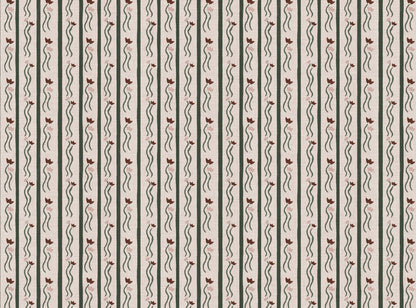 Jive Stripe Fabric in Nutmeg and Green