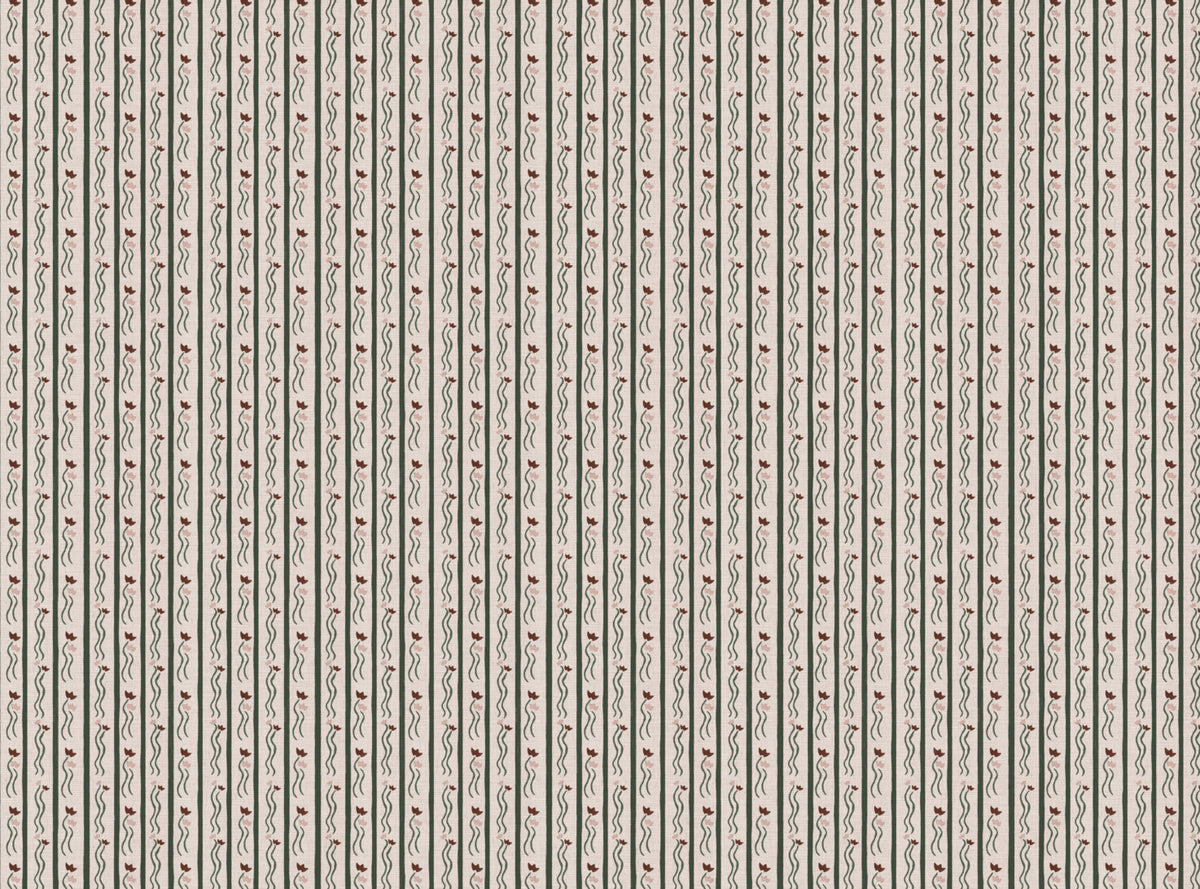 Jive Stripe Fabric in Nutmeg and Green