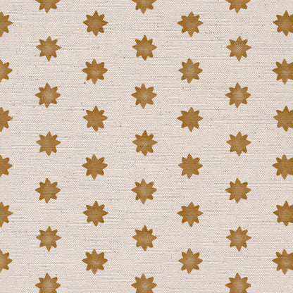Little Stars printed cotton, linen union fabric in in Golden Ochre