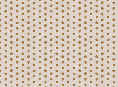 Little Stars printed cotton, linen union fabric in in Golden Ochre