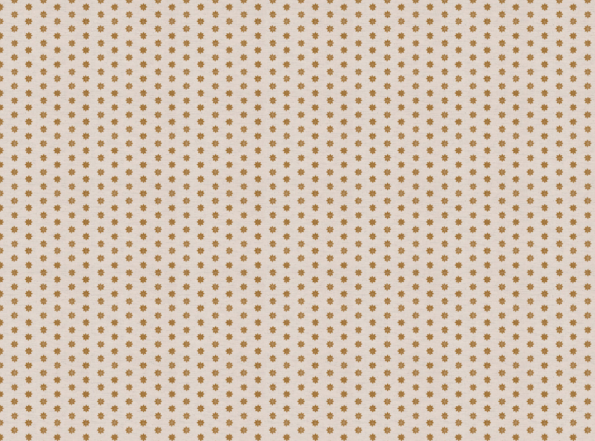 Little Stars printed cotton, linen union fabric in in Golden Ochre